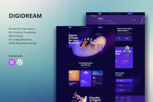 Mua Digidream - IT Solutions Company Elementor Template Kit giá rẻ