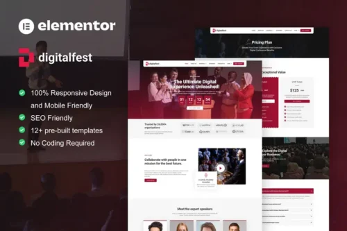 Mua DigitalFest - Event & Conference Elementor Pro Template Kit giá rẻ