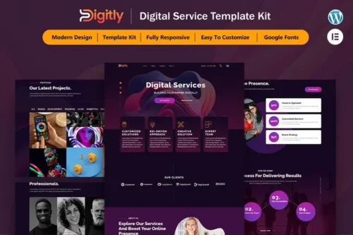 Mua Digitly - Digital Service Agency Elementor Template Kit giá rẻ