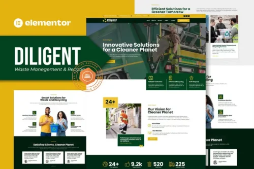 Mua Diligent - Waste Management & Recycling Company Elementor Template Kit giá rẻ