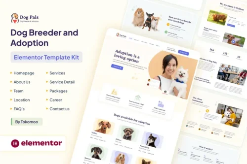 Mua Dog Pals - Dog Breeder & Adoption Elementor Template Kit giá rẻ
