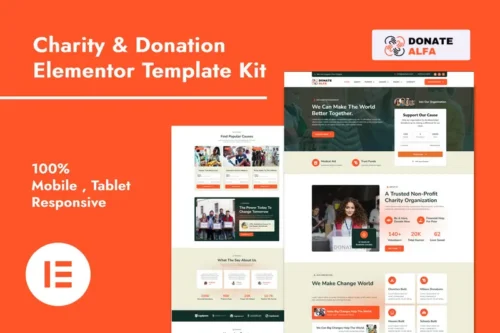 Mua DonateAlfa - Charity & Donation Elementor Pro Template Kit giá rẻ