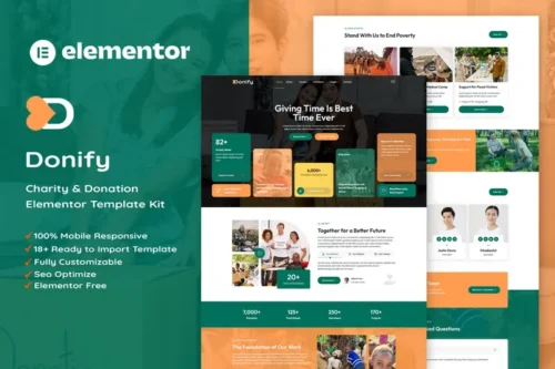 Mua Donify - Charity & Donation Elementor Template Kit giá rẻ