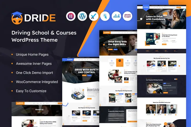 Mua Dride – Driving School & Courses WordPress Theme giá rẻ