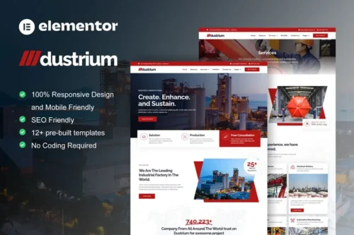 Mua Dustrium - Industrial & Manufacturing Elementor Pro Template Kit giá rẻ