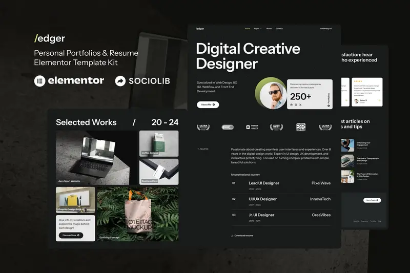 Mua Edger - Personal Portfolios & Resume Elementor Template Kit giá rẻ
