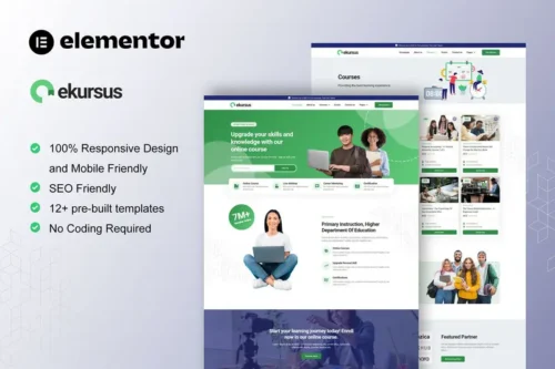 Mua eKursus - Online Course & Education Elementor Template Kit giá rẻ