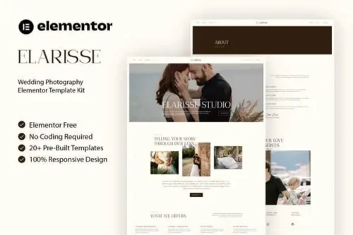 Mua Elarisse - Wedding Photography Elementor Template Kit giá rẻ