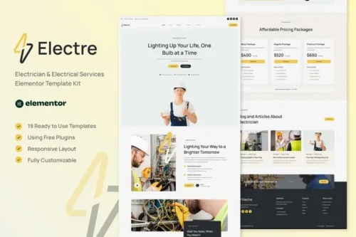 Mua Electre - Electrician & Electrical Services Elementor Template Kit giá rẻ