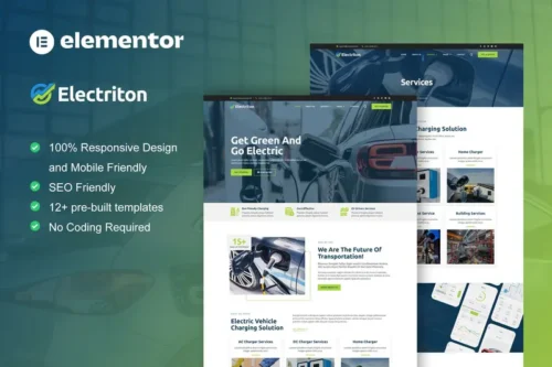 Mua Electriton - Electric Vehicle & Charging Station Elementor Pro Template Kit giá rẻ