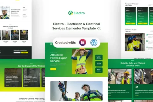 Mua Electro - Electrician & Electrical Services Elementor Template Kit giá rẻ