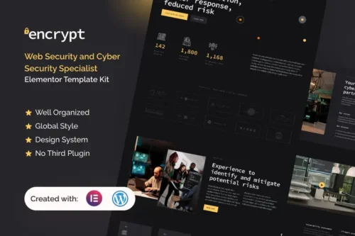 Mua Encrypt - Cyber Security Specialist Elementor Pro Template Kit giá rẻ