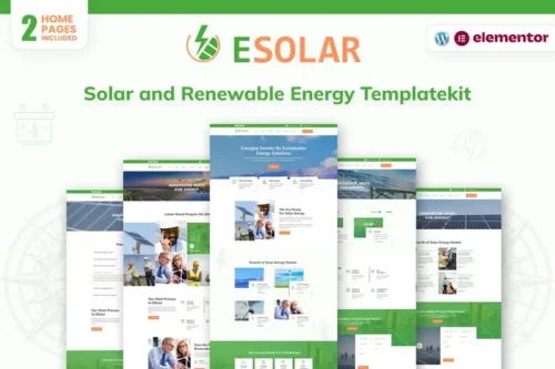 Mua ESolar - Wind & Solar Power Services Elementor Template Kit giá rẻ