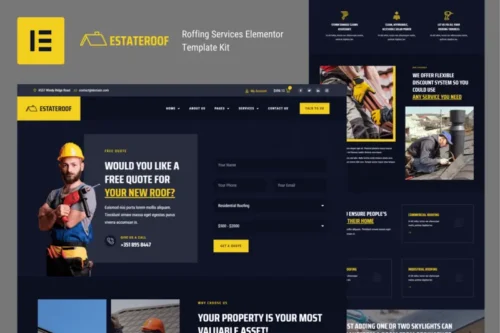 Mua EstateRoof - Roofing Services Elementor Pro Template Kit giá rẻ