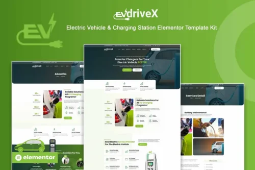 Mua EVdriveX - Electric Vehicle & Charging Station Elementor Template Kit giá rẻ