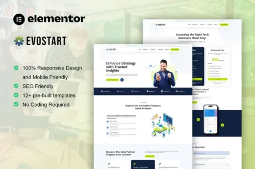 Mua Evostart - Tech Startup Company Elementor Pro Template Kit giá rẻ
