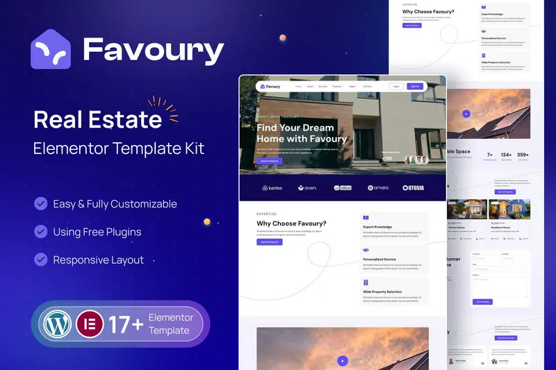 Mua Favoury - Property Agency Elementor Template Kit giá rẻ