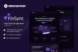 Mua FinSync - Fintech Startup & Digital Wallet Elementor Template Kit giá rẻ