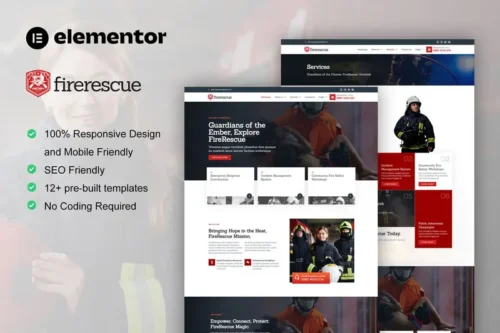 Mua FireRescue - FireFighter & Fire Department Elementor Template Kit giá rẻ