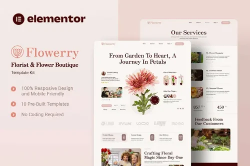 Mua Flowerry - Florist & Flower Boutique Elementor Template Kit giá rẻ