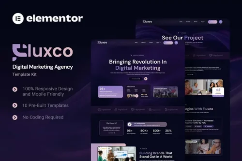 Mua Fluxco - Digital Marketing Agency Elementor Template Kit giá rẻ