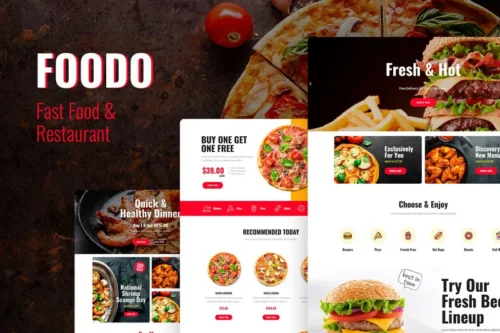 Mua Foodo - Fast Food & Pizza Elementor Template Kit giá rẻ