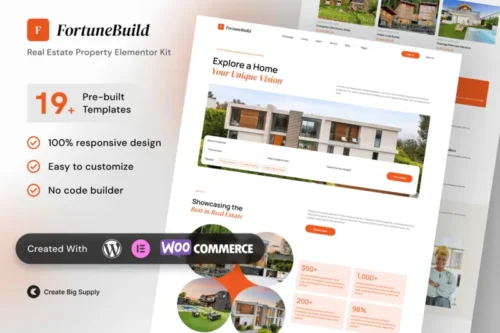 Mua FortuneBuild - Real Estate Property Elementor Template Kit giá rẻ