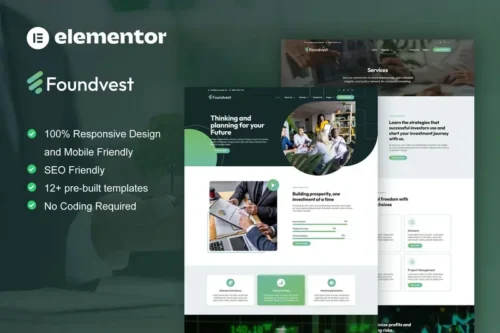 Mua FoundVest - Finance & Investment Elementor Pro Template Kit giá rẻ