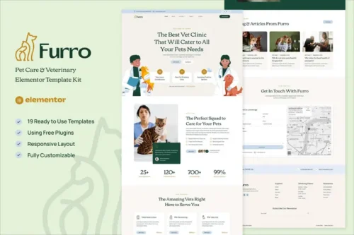 Mua Furro - Pet Care & Veterinary Elementor Template Kit giá rẻ