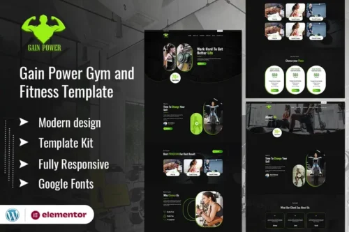 Mua GAIN POWER - Gym & Fitness Elementor Template Kit giá rẻ