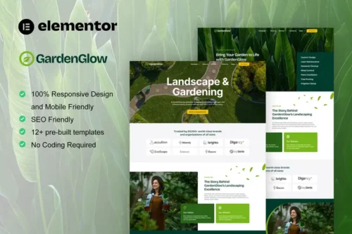 Mua GardenGlow - Gardening & Landscape Elementor Pro Template Kit giá rẻ