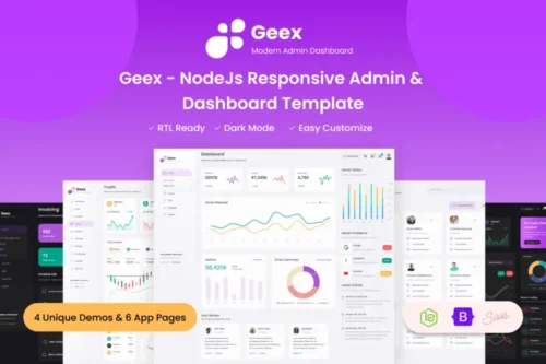 Mua Geex - NodeJs Responsive Admin & Dashboard Templat giá rẻ