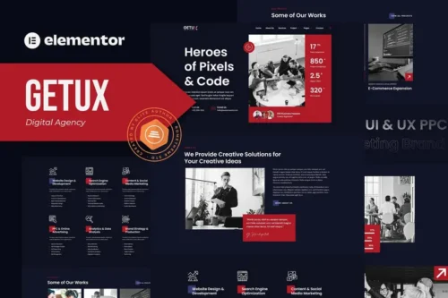 Mua Getux - Modern Digital Agency Elementor Template Kit giá rẻ