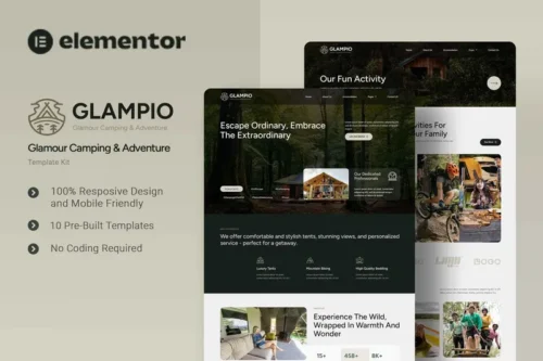 Mua Glampio - Glamour Camping & Adventure Elementor Template Kit giá rẻ