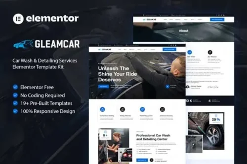 Mua Gleamcar - Car Wash & Detailing Service Elementor Template Kit giá rẻ