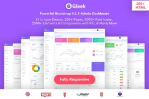 Mua Gleek - Powerful Bootstrap4 AdminDashboard HTML giá rẻ
