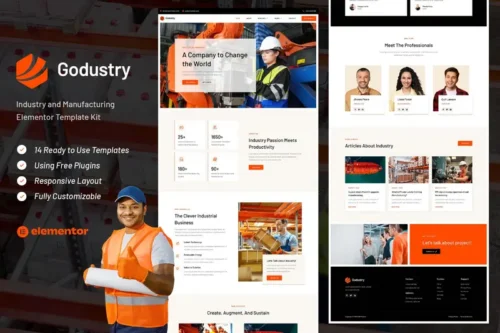 Mua Godustry - Industry & Manufacturing Elementor Template Kit giá rẻ