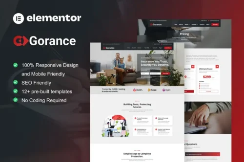 Mua Gorance - Insurance Agency Elementor Pro Template Kit giá rẻ