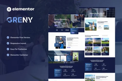Mua Greny - Solar & Renewable Energy Elementor Template Kit giá rẻ
