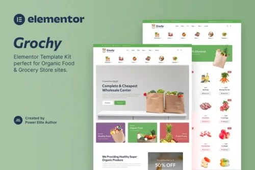Mua Grochy – Organic Food & Grocery Store Elementor Template Kit giá rẻ