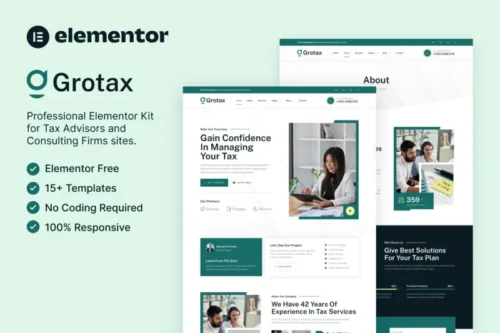 Mua Grotax – Tax Advisor & Consulting Firm Elementor Template Kit giá rẻ