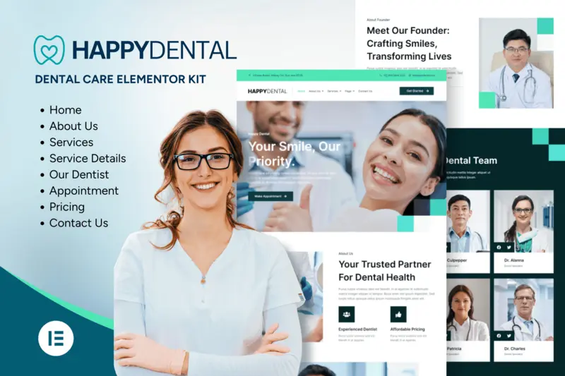 Mua Happy Dental - Dental Care Service Elementor Kit giá rẻ
