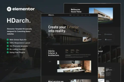 Mua HDarch - Architecture & Interior Elementor Template Kit giá rẻ