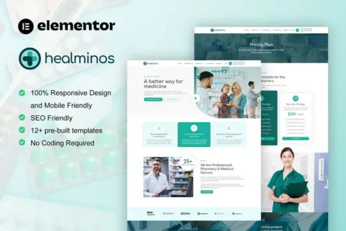 Mua Healminos - Pharmacy & Medical Service Elementor Template Kit giá rẻ