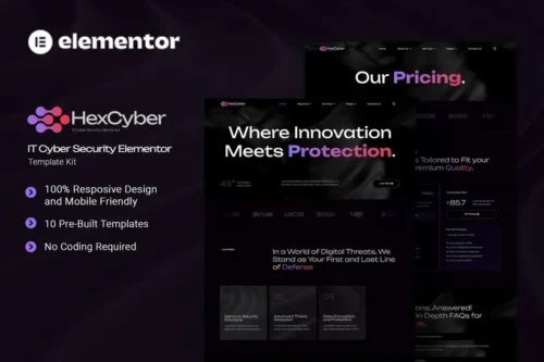 Mua Hexcyber - IT Cyber Security Elementor Template Kit giá rẻ