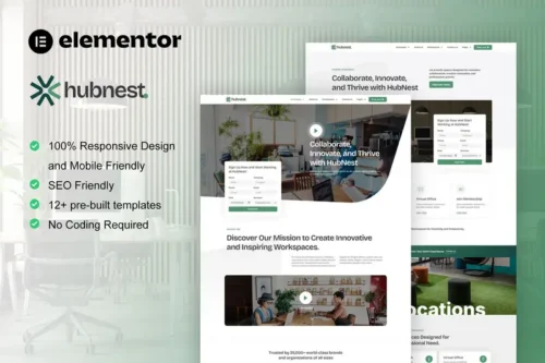 Mua Hubnest - Coworking Space & Virtual Office Elementor Pro Template Kit giá rẻ