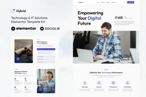 Mua Hybrid - Technology & IT Solutions Elementor Template Kit giá rẻ