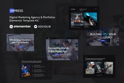 Mua Impress - Digital Marketing Agency & Portfolios Elementor Template Kit giá rẻ