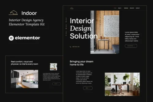 Mua Indoor - Dark Interior Design & Architecture Agency Elementor Template Kit giá rẻ