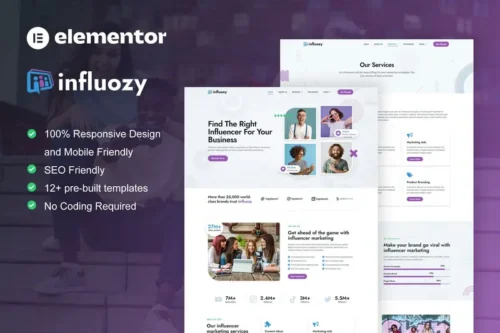 Mua Influozy - Influencer Marketing Agency Elementor Pro Template Kit giá rẻ